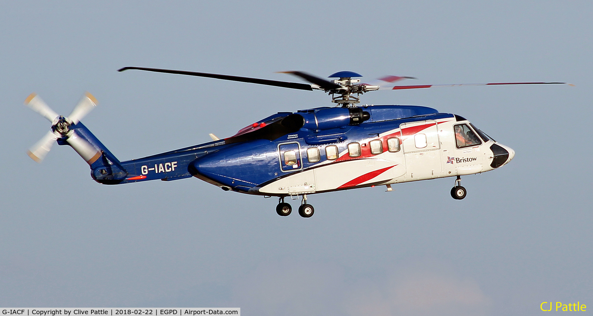 G-IACF, 2007 Sikorsky S-92A C/N 920068, In action at Aberdeen