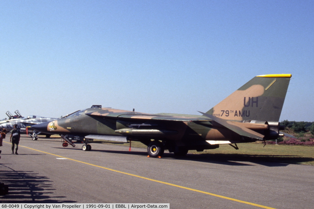 68-0049, 1968 General Dynamics F-111E Aardvark C/N A1-218, USAF 49TFS General Dynamics F-111E at Kleine Brogel Air Base, Belgium, 1991