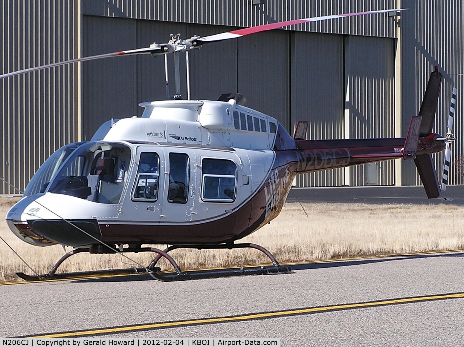 N206CJ, 1992 Bell 206L-3 LongRanger III C/N 51579, Parked on the Life Flight ramp.