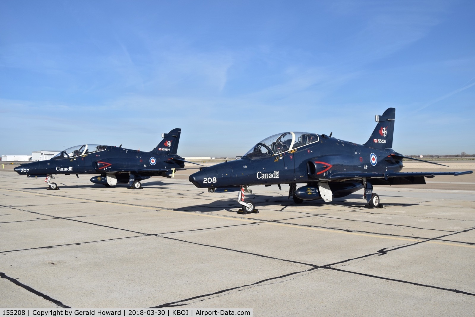 155208, 2000 BAE Systems CT-155 Hawk C/N IT016/702, Two Hawks from the No.2 CFFTS, Moose Jaw, Saskatchewan, Canada Parked on the south GA ramp.