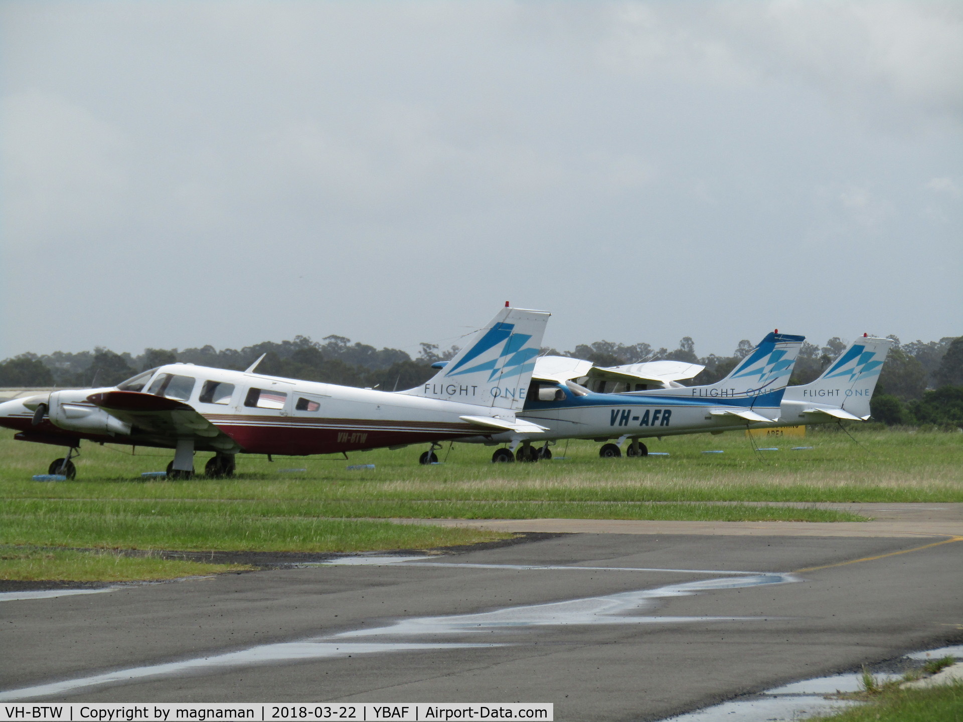 VH-BTW, 1974 Piper PA-34-200 Seneca C/N 34-7450107, along with two colleagues at YBAF