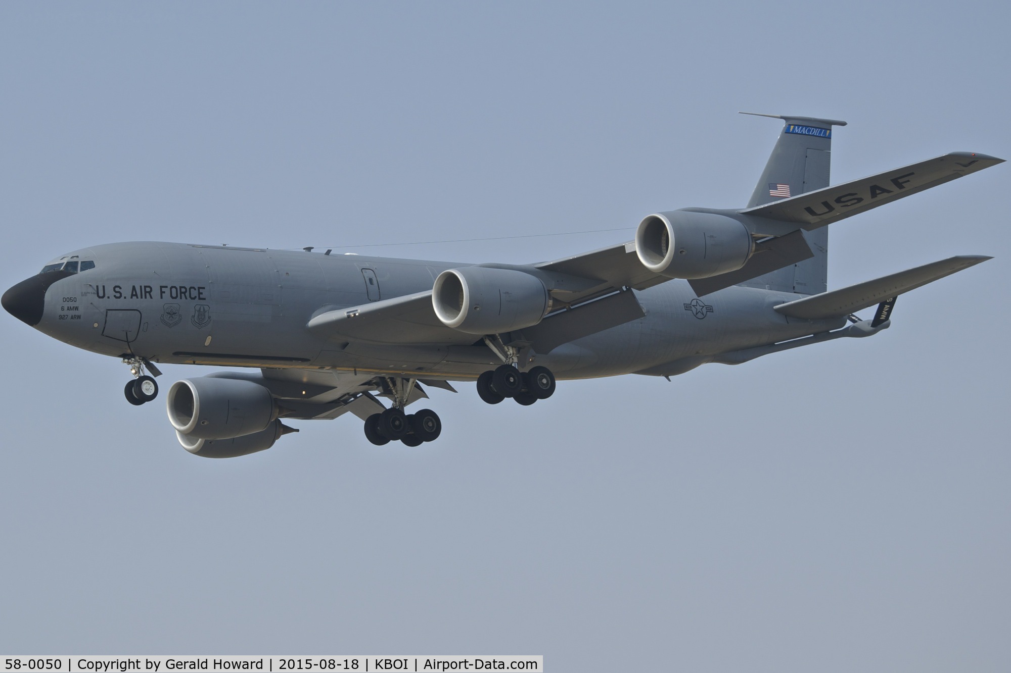 58-0050, 1958 Boeing KC-135T-BN Stratotanker C/N 17795, Landing RWY 10R.  6th AMW, 927th ARW, MacDill AFB.