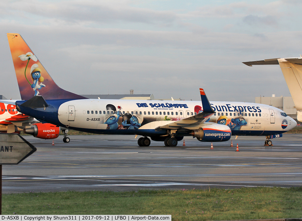 D-ASXB, 2002 Boeing 737-8Z9 C/N 30420, Parked at the General Aviation area... Engine failure...