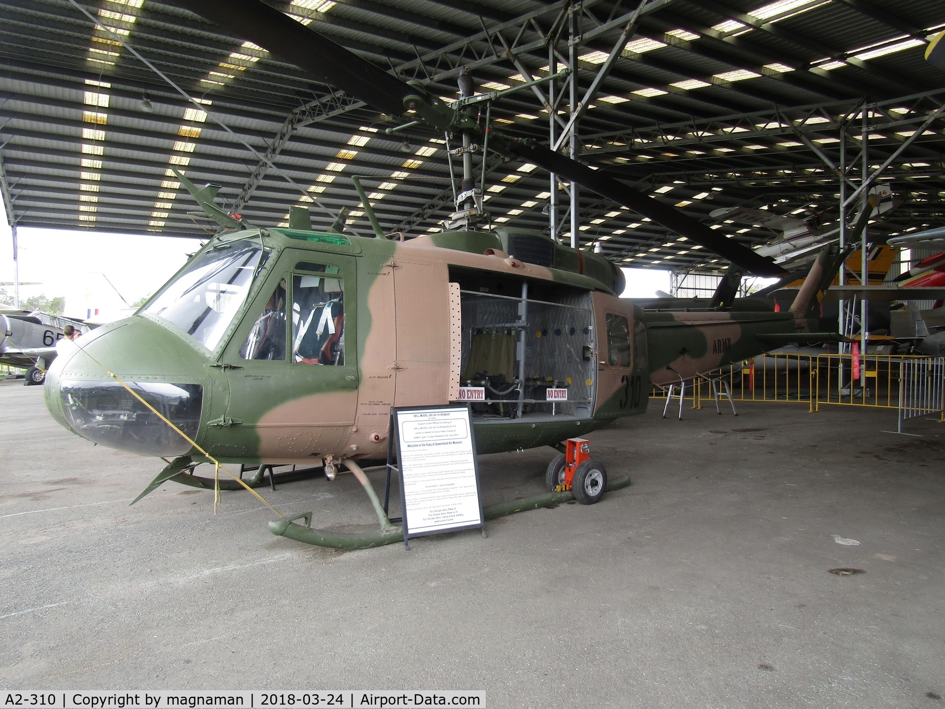 A2-310, 1972 Bell UH-1H Iroquois C/N 13310, At Caloundra Museum