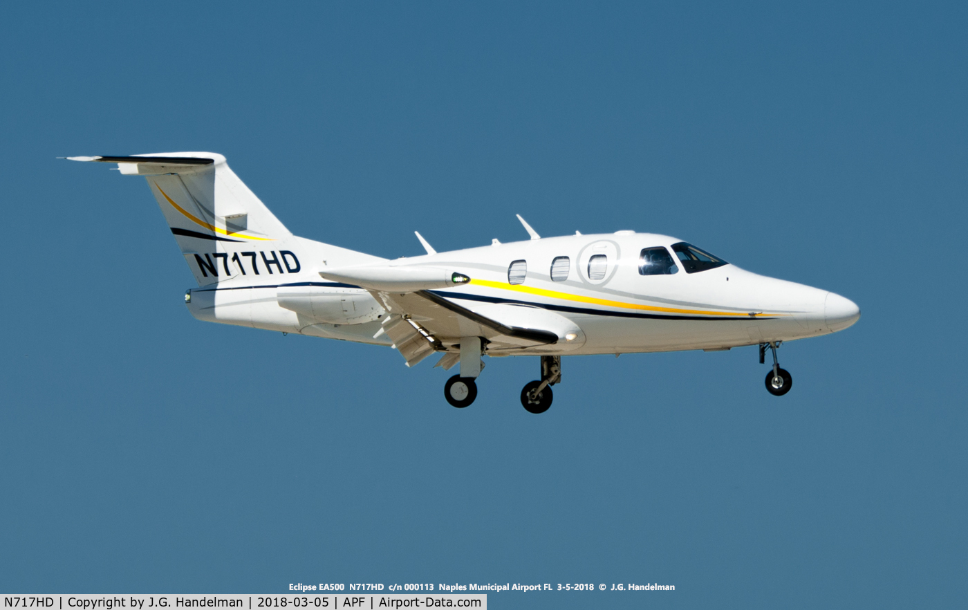 N717HD, 2007 Eclipse Aviation Corp EA500 C/N 000113, Landing at Naples FL.