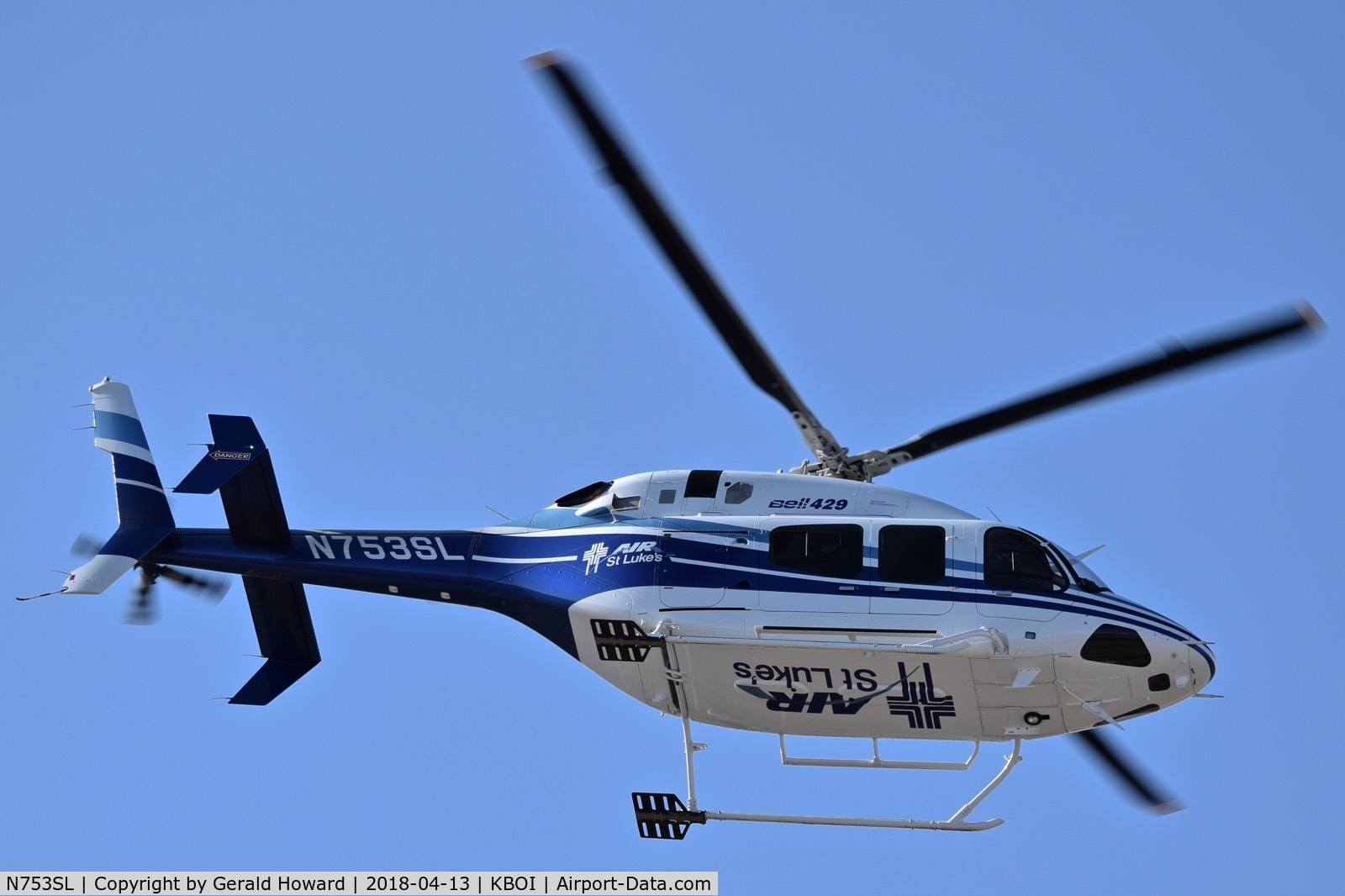 N753SL, Bell 429 GlobalRanger C/N 57305, Departing BOI.