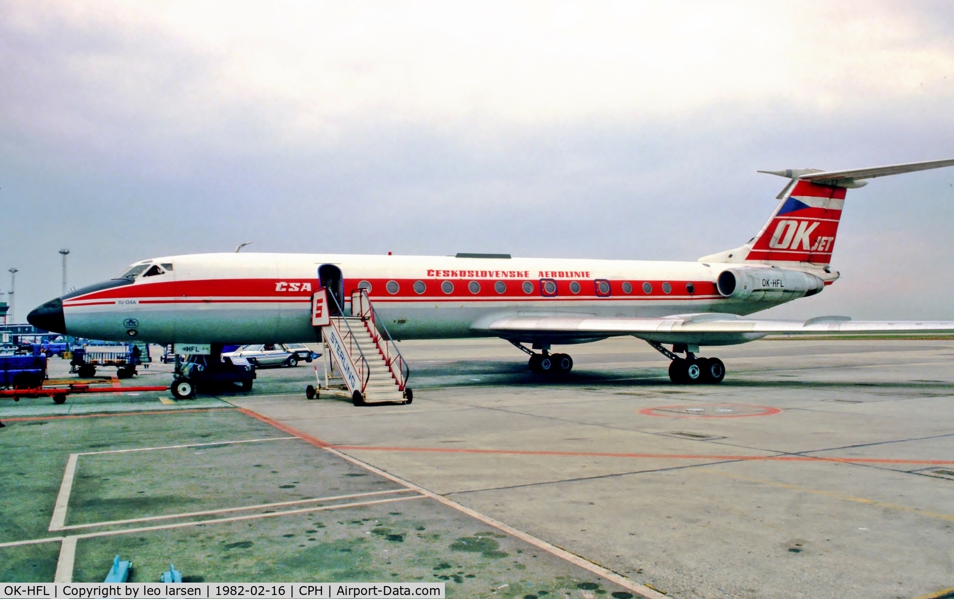 OK-HFL, 1977 Tupolev Tu-134A C/N 49913, Copenhagen 16.2.1982