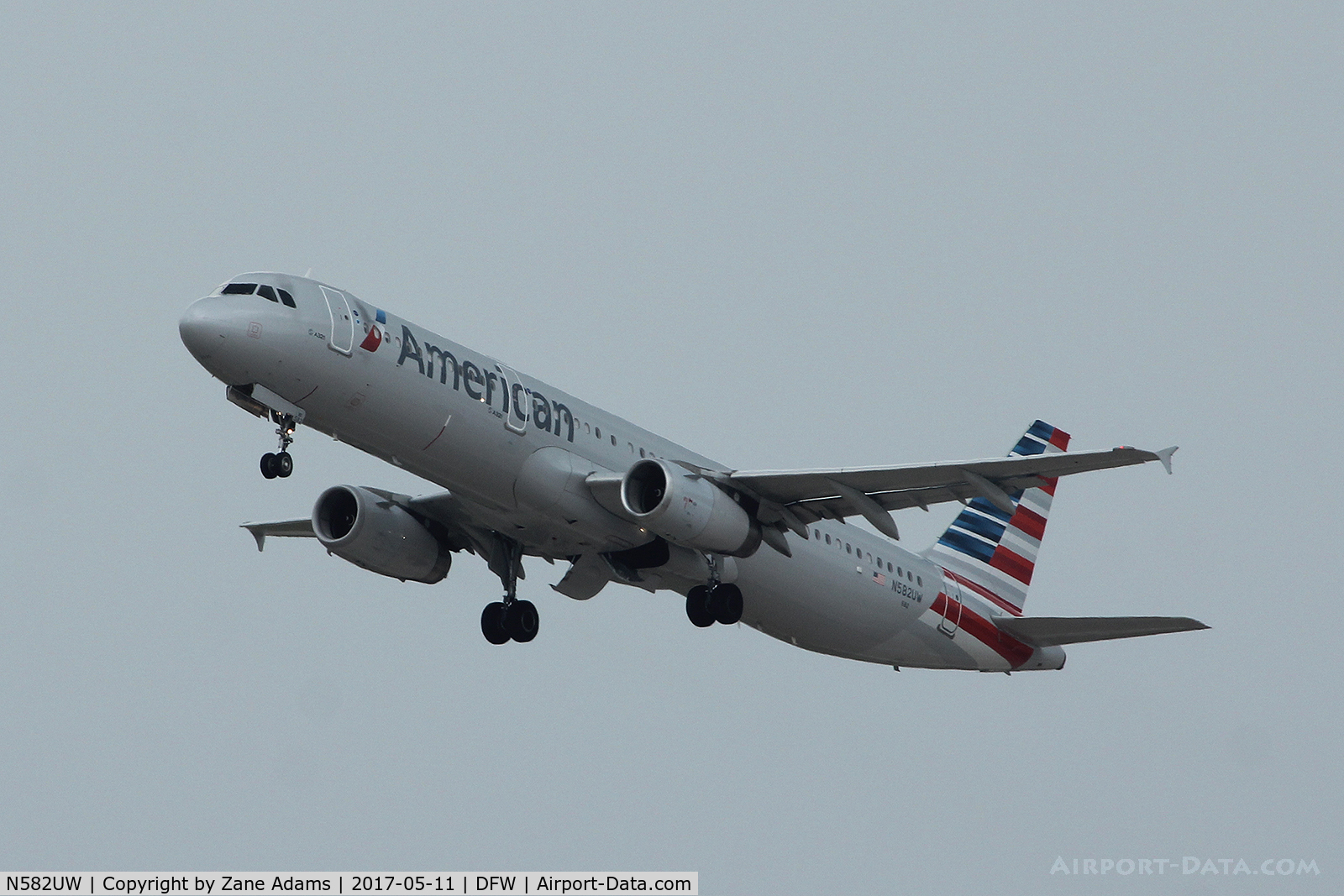 N582UW, 2014 Airbus A321-231 C/N 6175, Departing DFW Airport