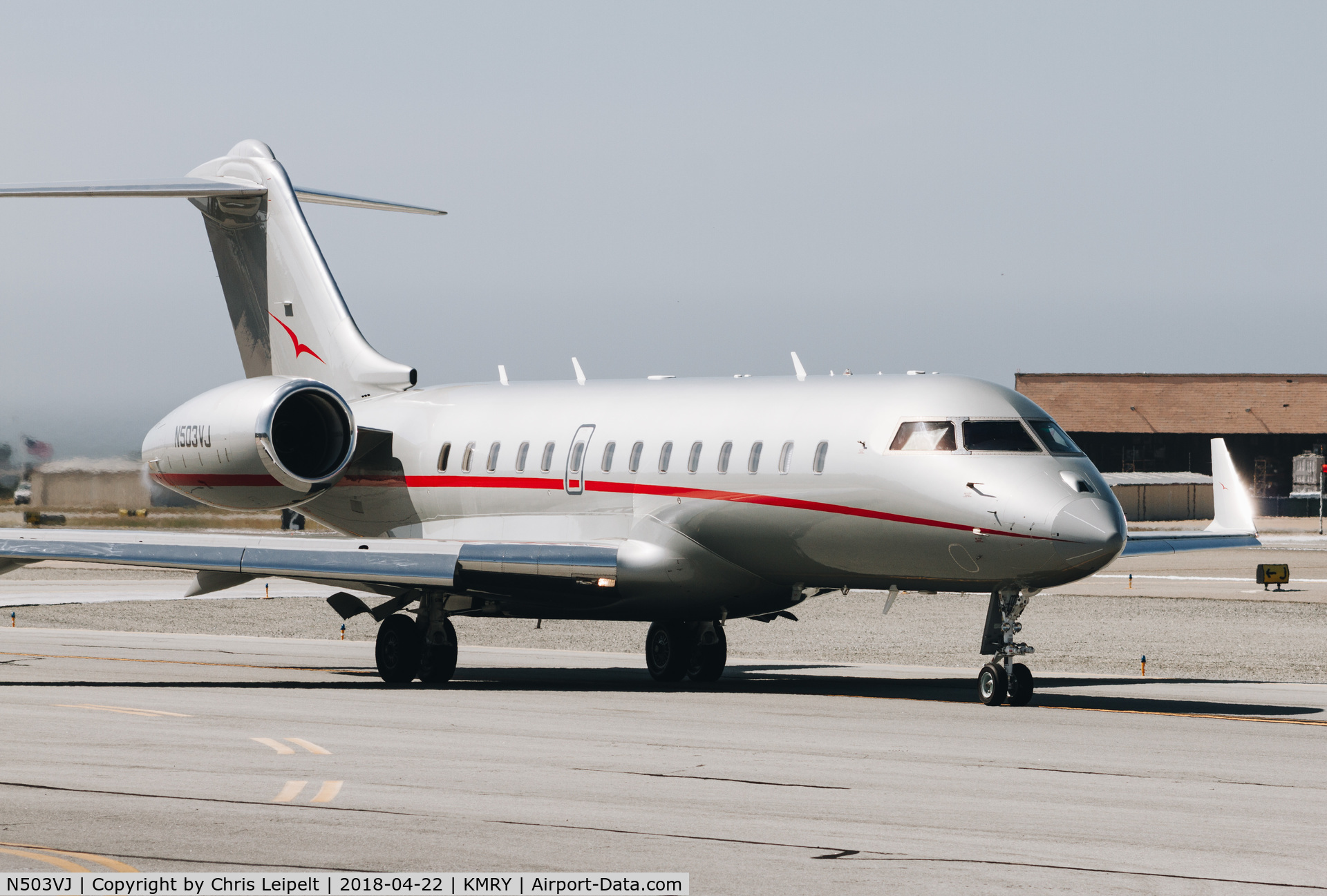 N503VJ, 2013 Bombardier BD-700-1A11 Global 5000 C/N 9565, 2013 Global 5000 taxing out for departure at Monterey Regional Airport.