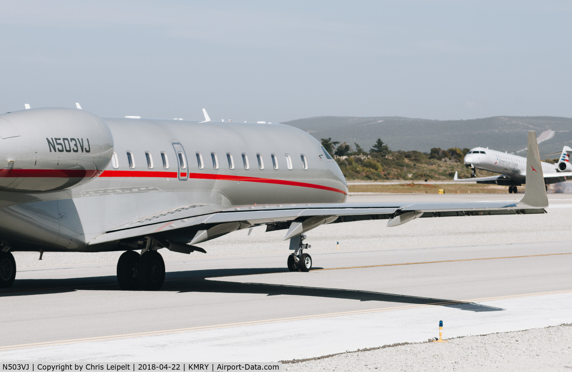 N503VJ, 2013 Bombardier BD-700-1A11 Global 5000 C/N 9565, 2013 Global 5000 taxing out for departure at Monterey Regional Airport.