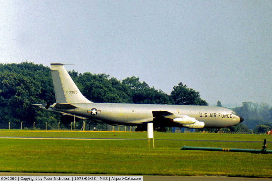 60-0360, 1960 Boeing KC-135A Stratotanker C/N 18135, KC-135A Stratotanker of 5th Bomb Wing as seen at RAF Mildenhall in June 1978.
