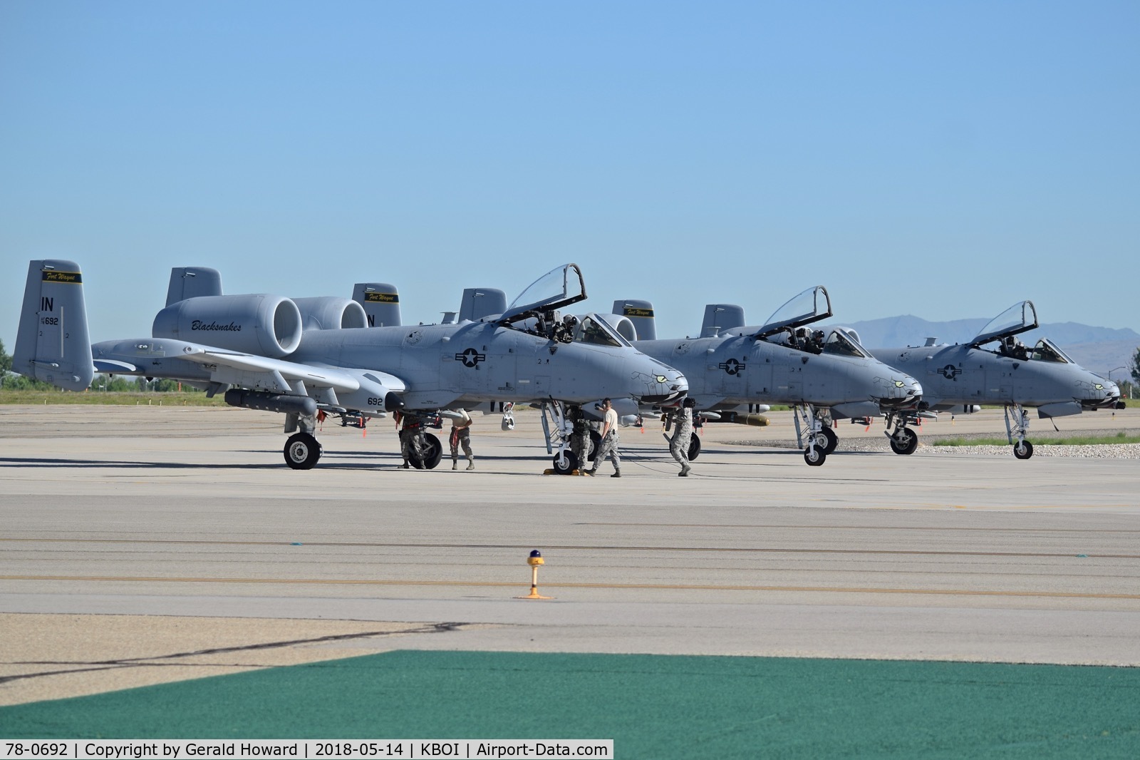 78-0692, 1978 Fairchild Republic A-10C Thunderbolt II C/N A10-0312, Getting pre flight checks along with 78-0626 & 80-0267.  163rd Fighter Sq. “Blacksnakes”, 122nd Fighter Wing , Fort Wayne, IN ANG.