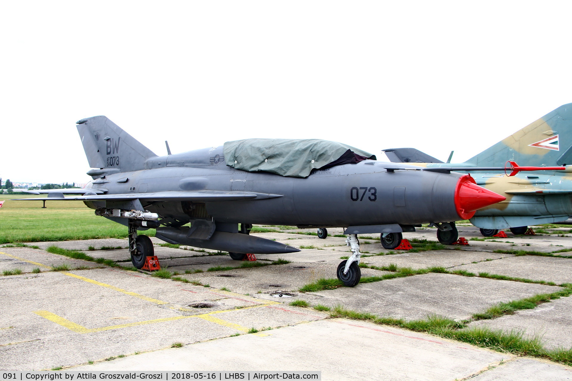 091, Mikoyan-Gurevich MiG-21UM C/N 516955091, LHBS Budaörs Airport, Hungary. 2014 was painted gray and BW AF04073 page number for filming.
