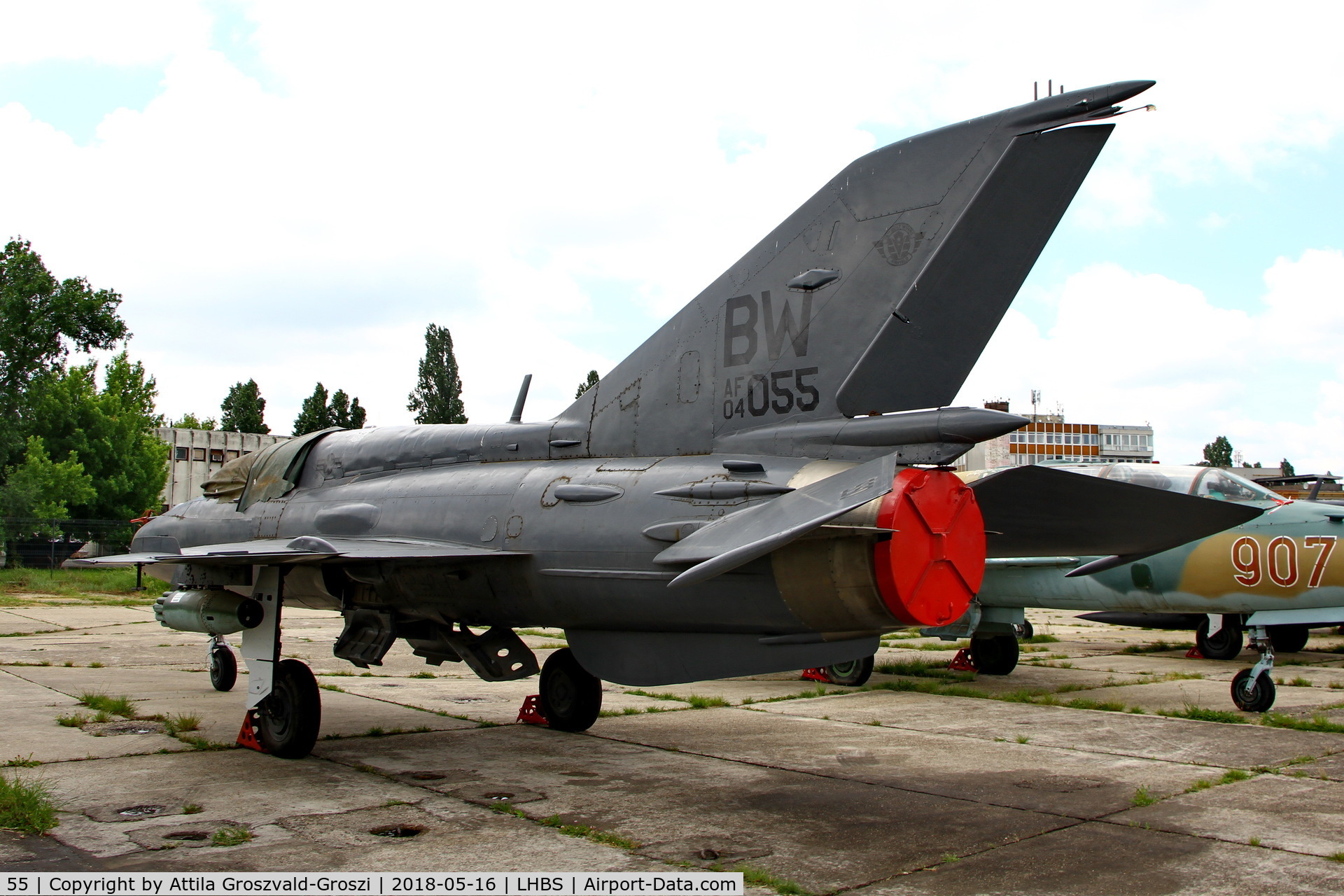 55, Mikoyan-Gurevich MiG-21UM C/N 516999301, Budaörs Airport, Hungary. 2014 was painted gray and BW AF04055 page number for filming.