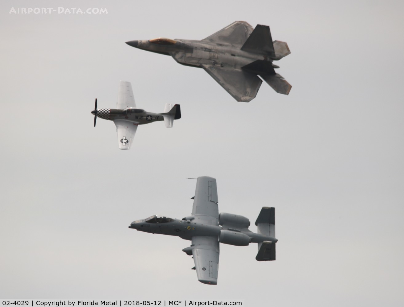 02-4029, 2002 Lockheed Martin F-22A Raptor C/N 645-4029, F-22 with P-51 and A-10