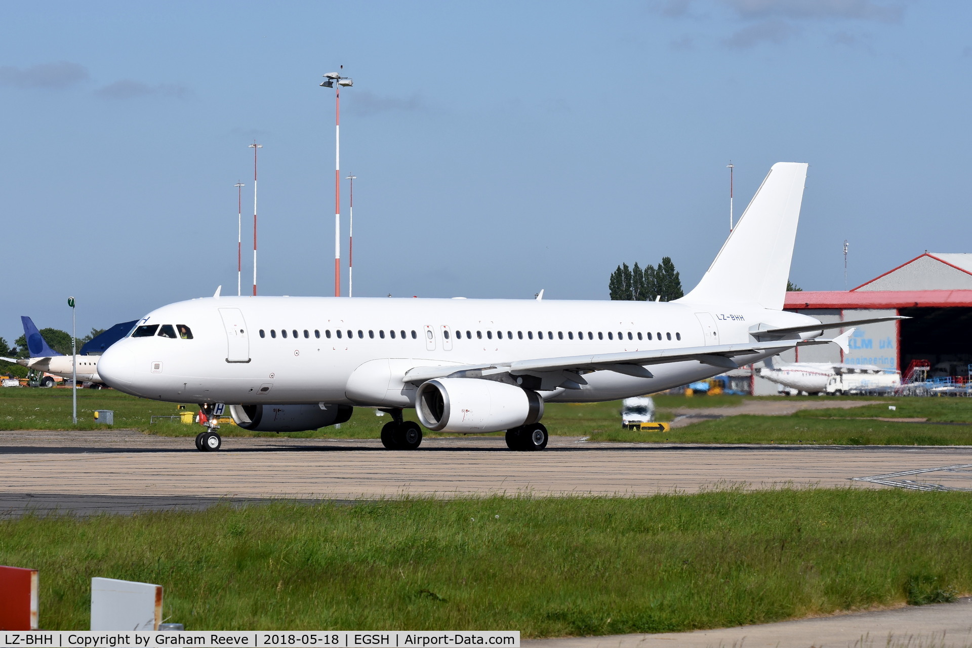 LZ-BHH, 2006 Airbus A320-232 C/N 2863, Departing from Norwich after a re-spray.