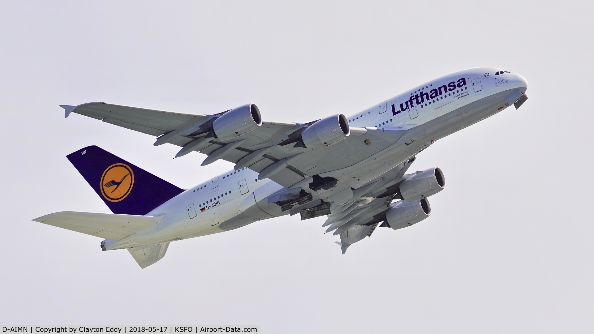 D-AIMN, 2014 Airbus A380-841 C/N 177, SFO 2018.