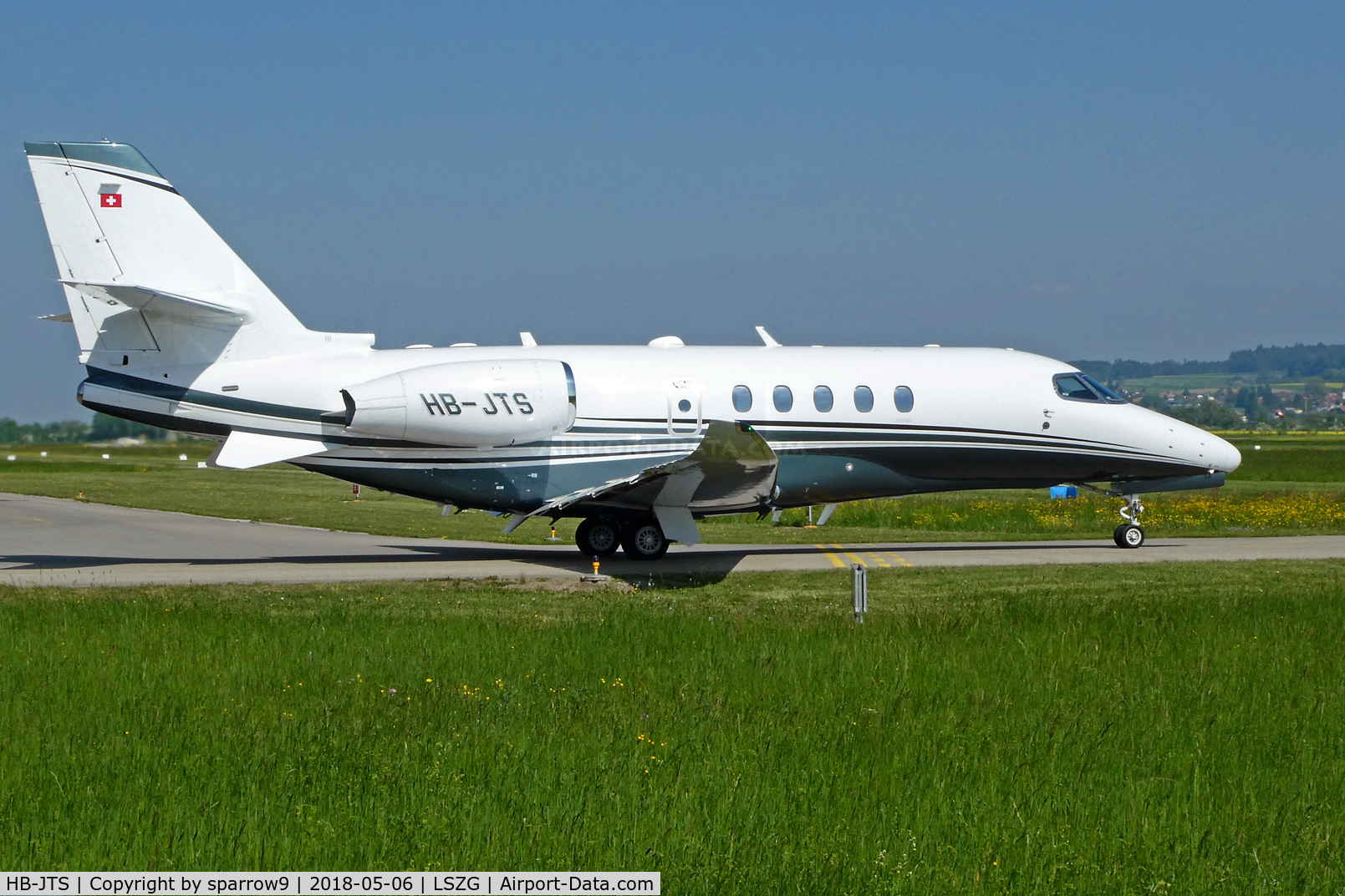 HB-JTS, 2017 Cessna 680A Citation Latitude C/N 680A-0070, Holding position at Grenchen rwy 06. HB-registered from 2017-09-28 until 2018-06-04
