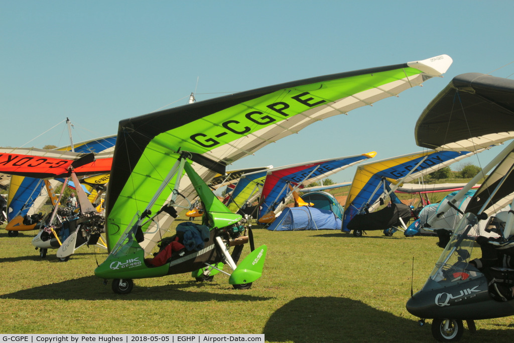 G-CGPE, P&M Aviation Quik GT450 C/N 8537, G-CGPE Quik GT450 in completely new colours, visiting the 2018 Microlight Trade Fair, Popham