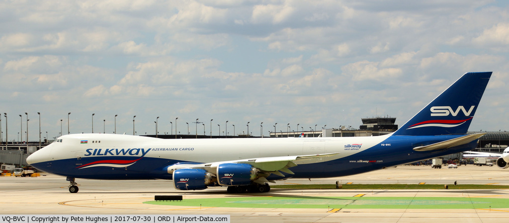 VQ-BVC, 2014 Boeing 747-83QF C/N 44937, VQ-BVC B747-800 freighter of Silkway at Chicago O'Hare