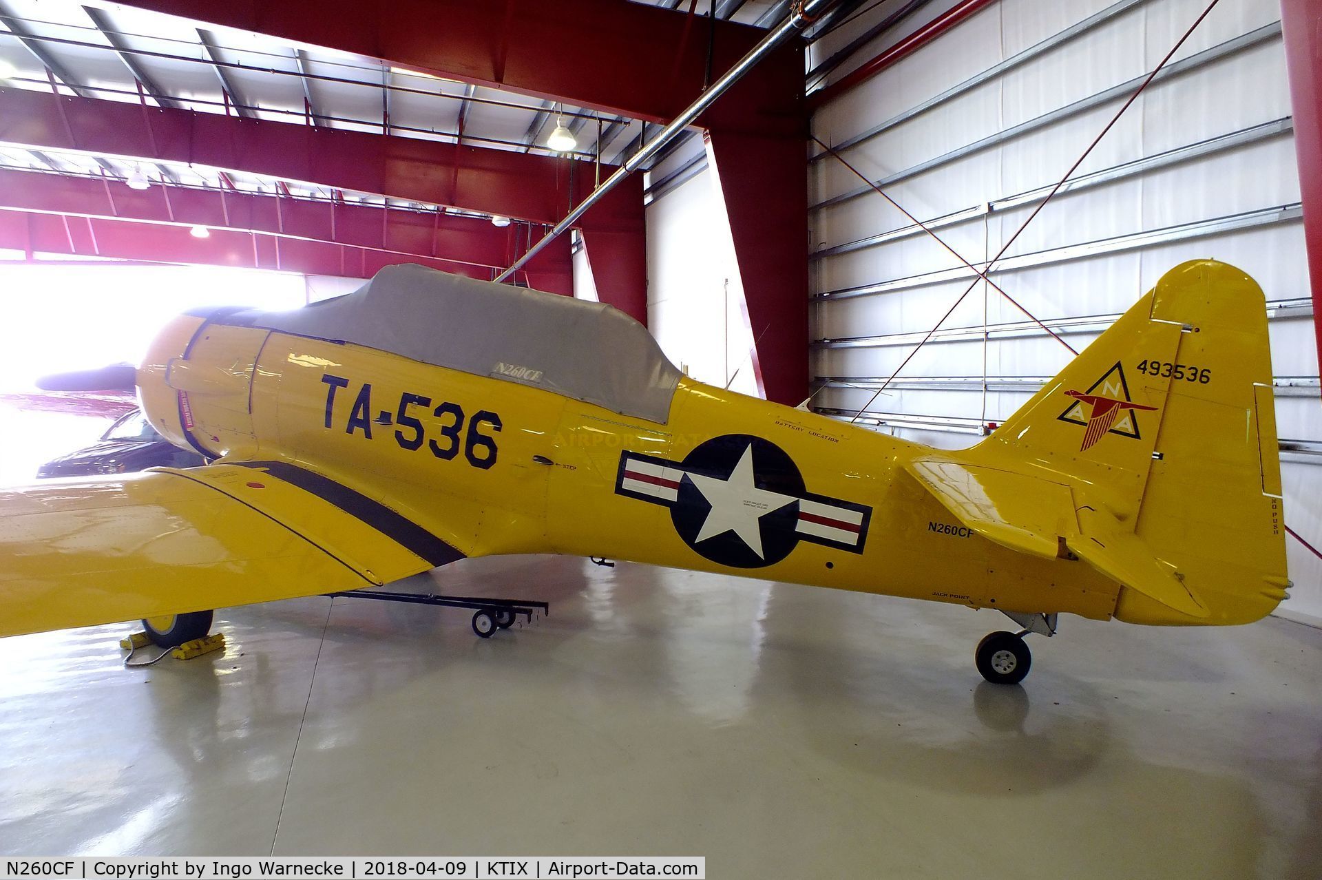N260CF, 1941 North American T-6G Texan C/N 168-680, North American T-6G Texan at Space Coast Regional Airport, Titusville (the day after Space Coast Warbird AirShow 2018)