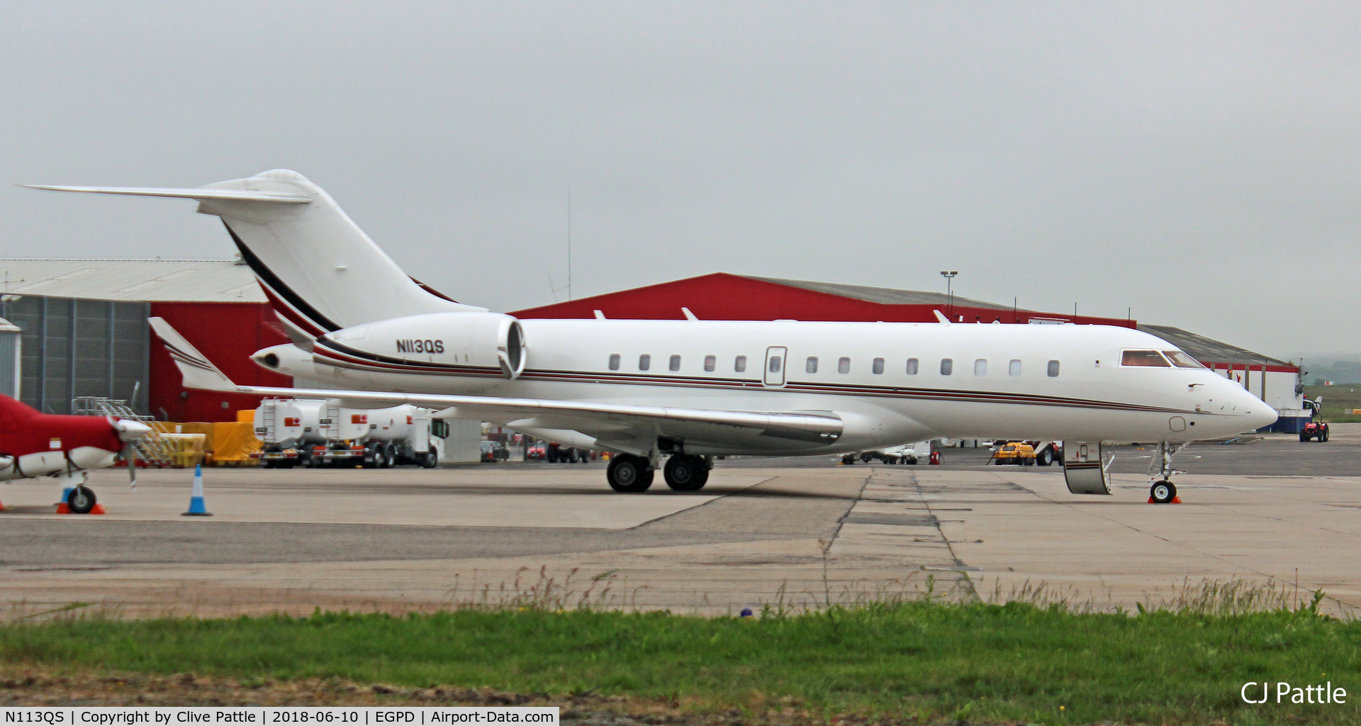 N113QS, 2016 Bombardier BD-700-1A11 Global 5000 C/N 9722, Parked at Aberdeen