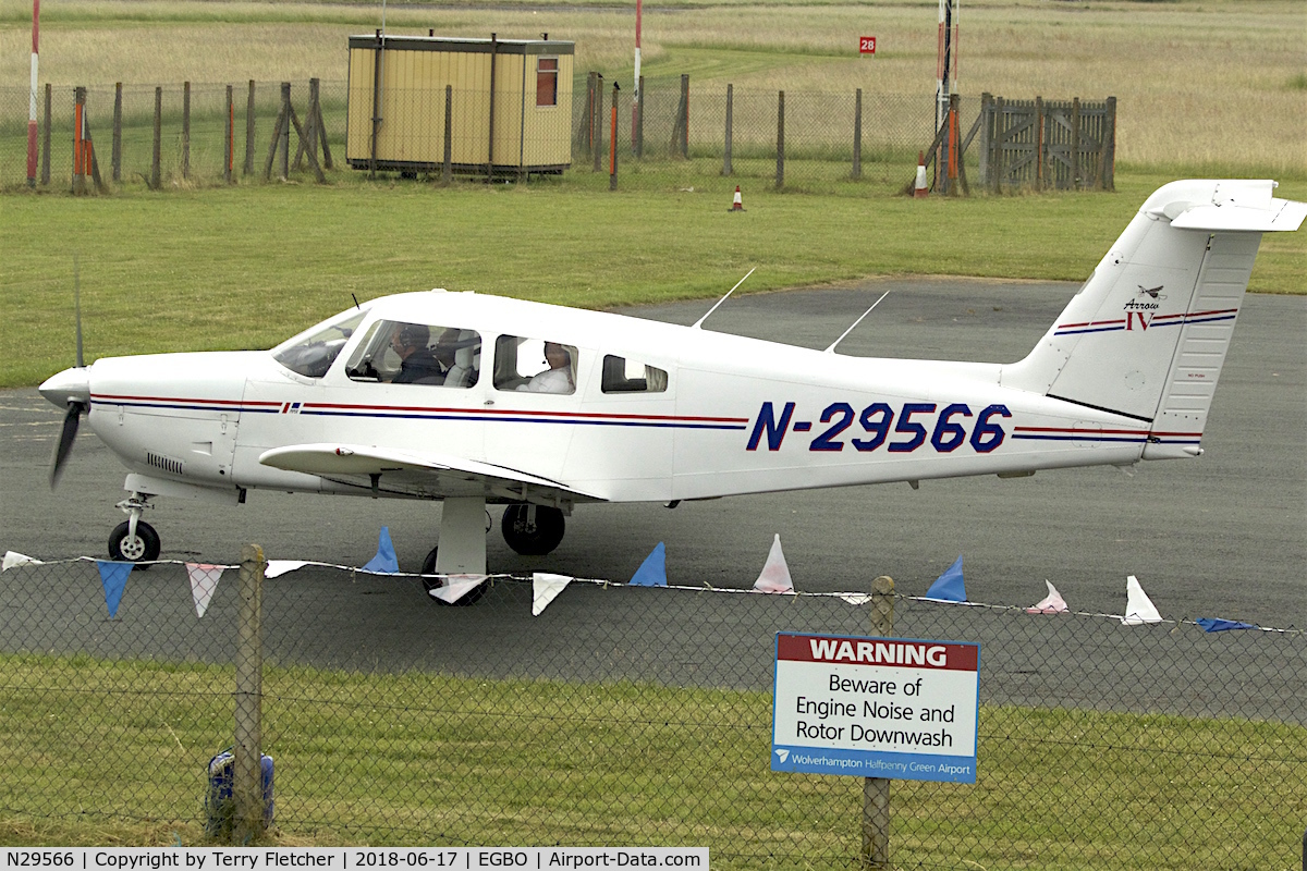 N29566, 1979 Piper PA-28RT-201 Arrow IV C/N 28R-7918146, Participating in 2018 Project Propellor at Wolverhampton Halfpenny Green Airport