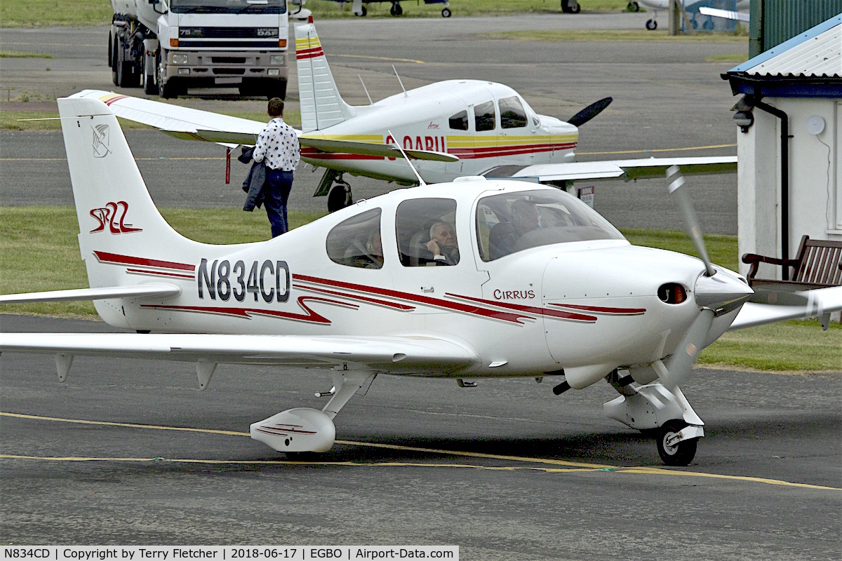 N834CD, 2002 Cirrus SR22 C/N 0168, Participating in 2018 Project Propellor at Wolverhampton Halfpenny Green Airport