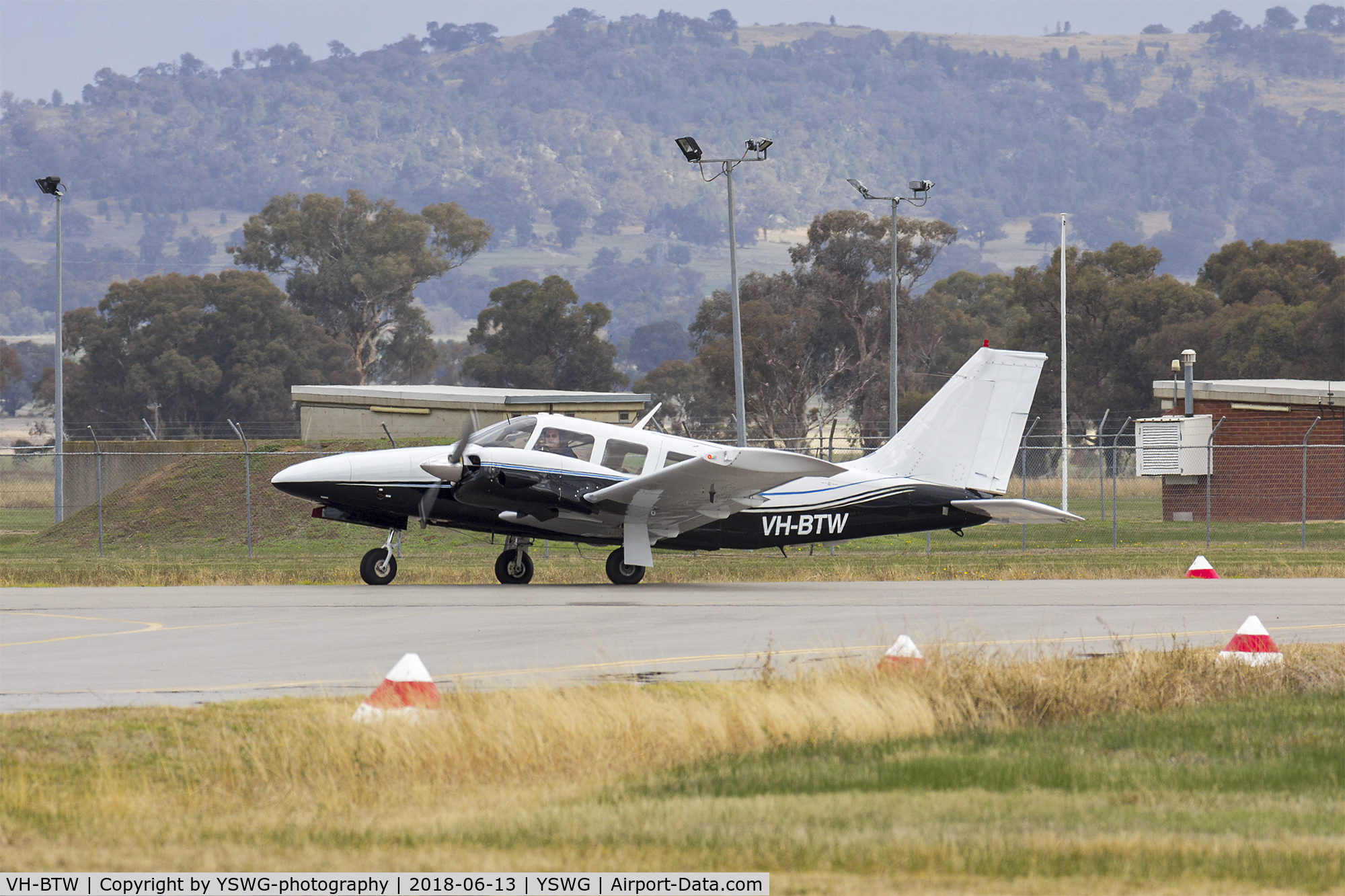 VH-BTW, 1974 Piper PA-34-200 Seneca C/N 34-7450107, Flight One Australia (VH-BTW) Piper PA-34-200 Seneca at Wagga Wagga Airport