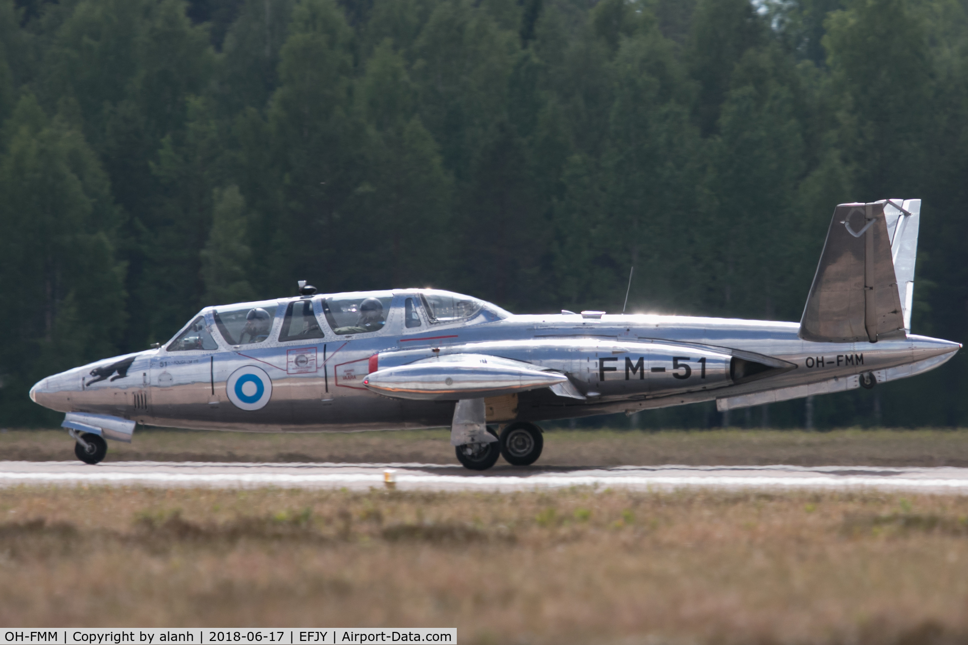 OH-FMM, 1963 Fouga (Valmet) CM-170R Magister C/N FM-51, Landing after displaying at the 100th Anniversary of the Finnish Air Force airshow
