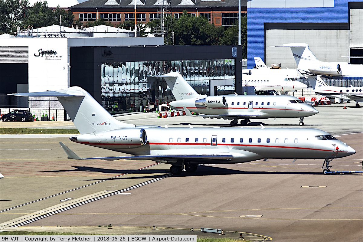 9H-VJT, 2015 Bombardier BD-700-1A10 Global 6000 C/N 9721, at London Luton