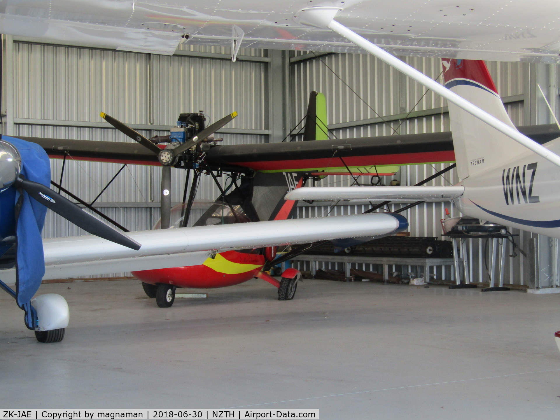 ZK-JAE, Micro Aviation B22 Bantam C/N 0114, hiding in back of flying club hangar