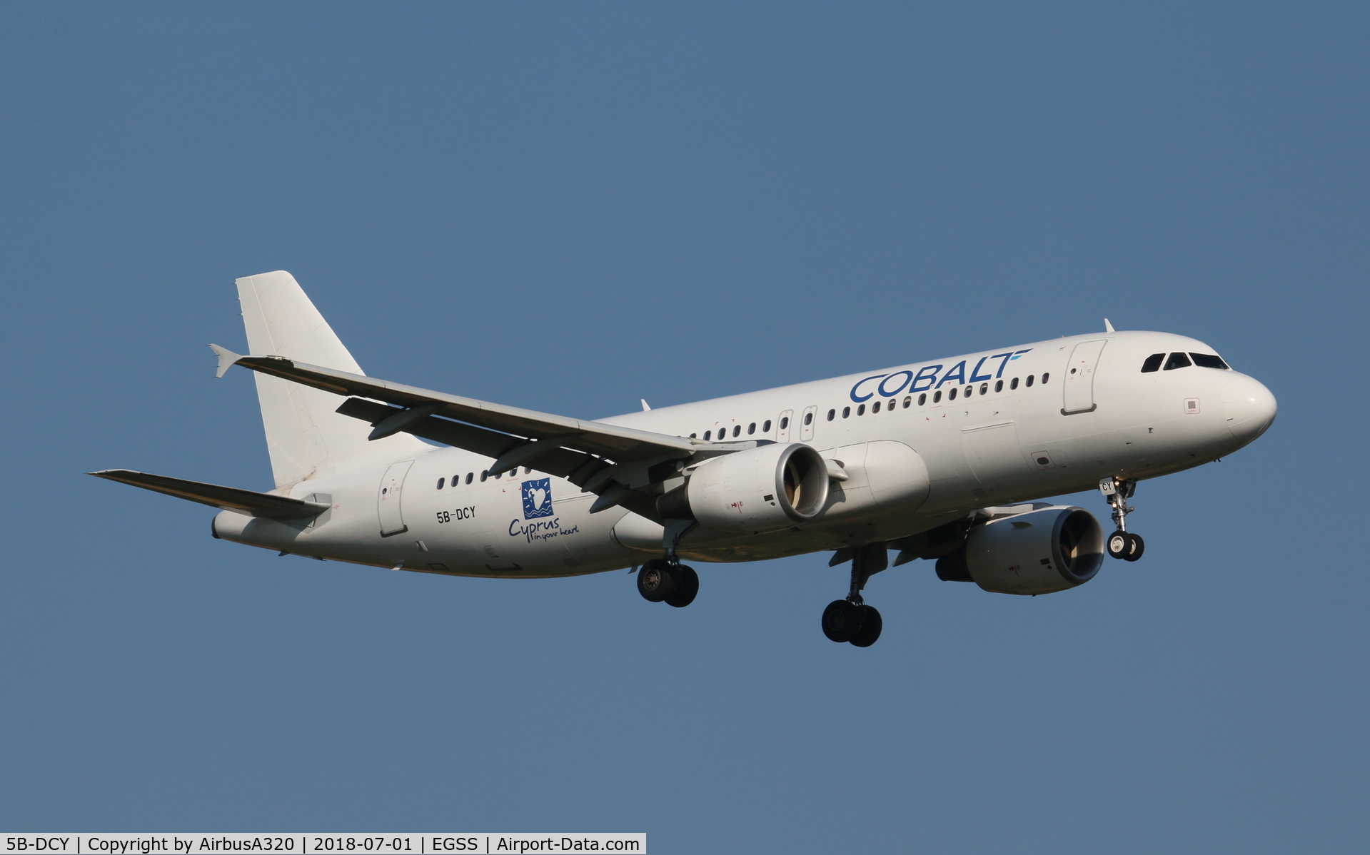5B-DCY, 2006 Airbus A320-214 C/N 2920, arriving stansted
