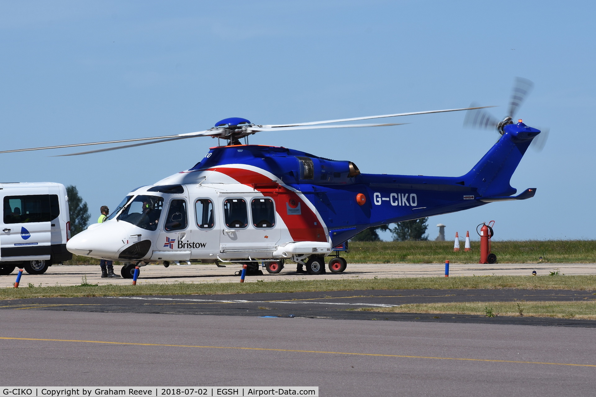 G-CIKO, 2014 AgustaWestland AW-139 C/N 41378, Just landed at Norwich.