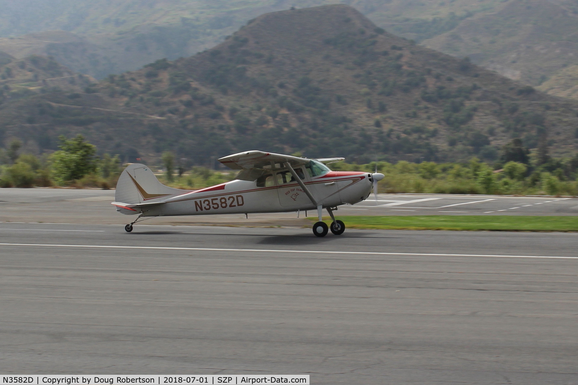 N3582D, 1956 Cessna 170B C/N 27125, 1956 Cessna 170B, Continental 0-300 145 Hp, landing roll Rwy 22