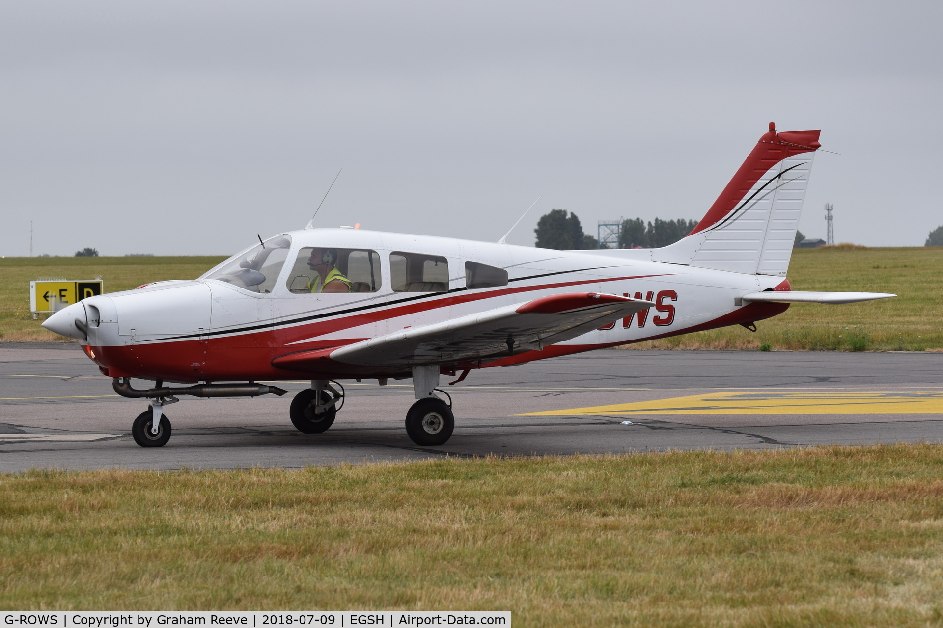 G-ROWS, 1976 Piper PA-28-151 Cherokee Warrior C/N 28-7715296, Just landed at Norwich.