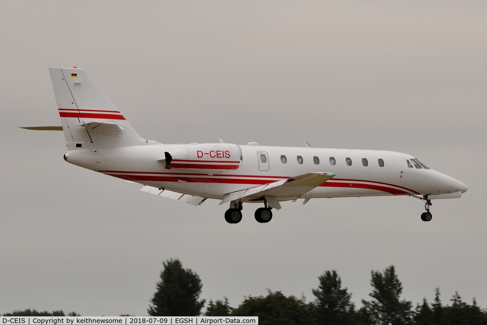 D-CEIS, 2008 Cessna 680 Citation Sovereign C/N 680-0185, Arriving at Norwich from Verona.
