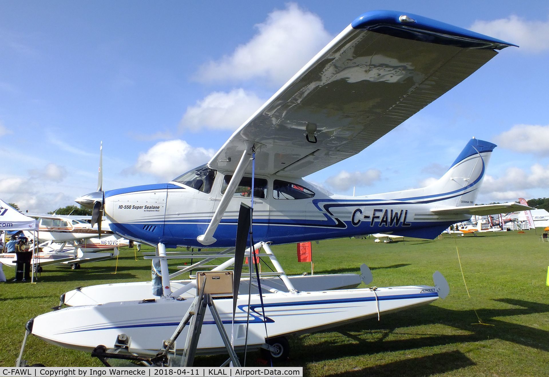 C-FAWL, 1986 Cessna 182R Skylane C/N 18268547, Cessna 182R Skylane 'Super Sealane' on amphibious floats at 2018 Sun 'n Fun, Lakeland FL