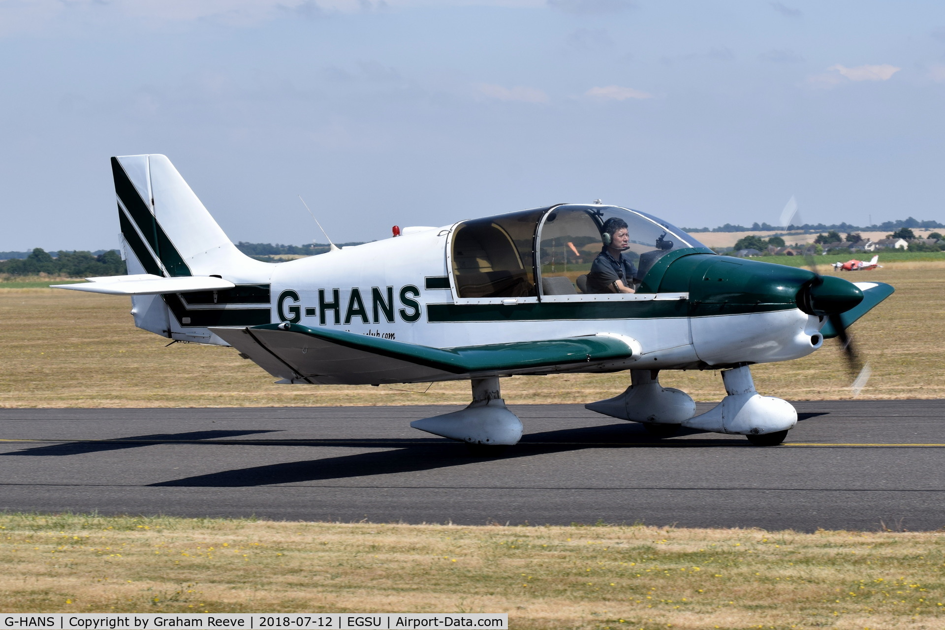 G-HANS, 1979 Robin DR-400-108  Dauphin 2+2 C/N 1384, Departing from Duxford.