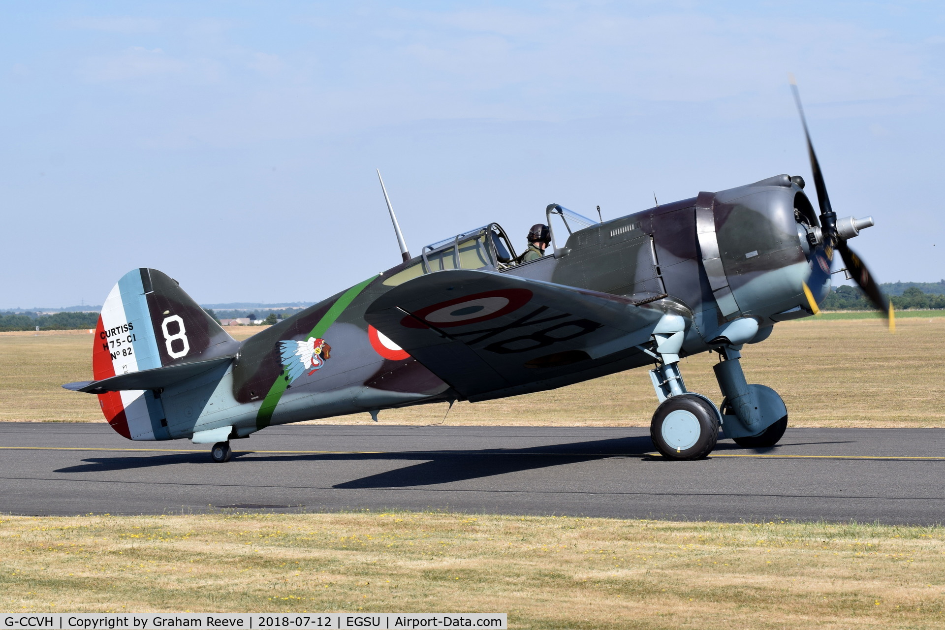 G-CCVH, 1939 Curtiss H-75A-1 C/N 12881, Departing from Duxford