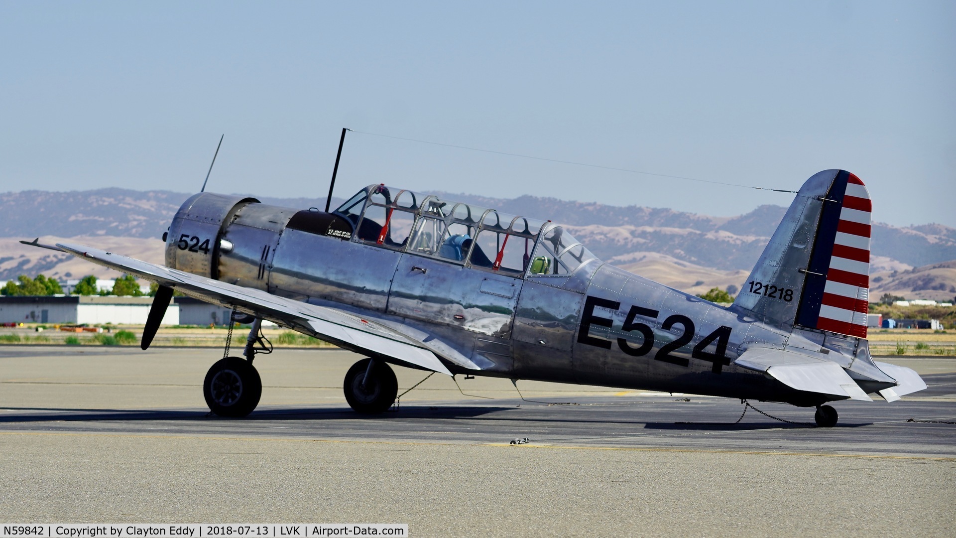 N59842, 1942 Consolidated Vultee BT-13A Valiant C/N 5057, Livermore Airport California 2018.