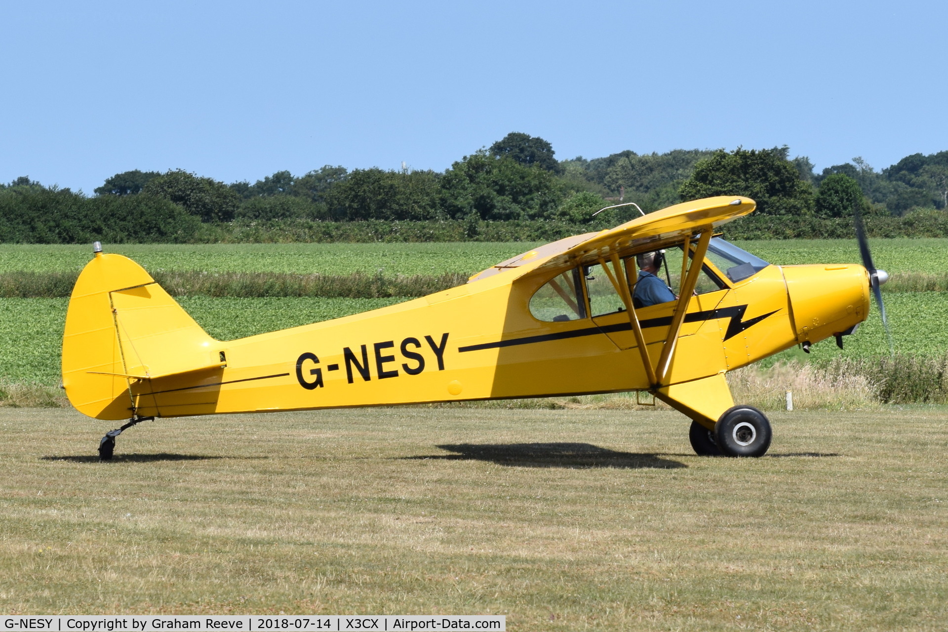 G-NESY, 1960 Piper PA-18 Super Cub C/N 18-7482, Just landed at Northrepps.