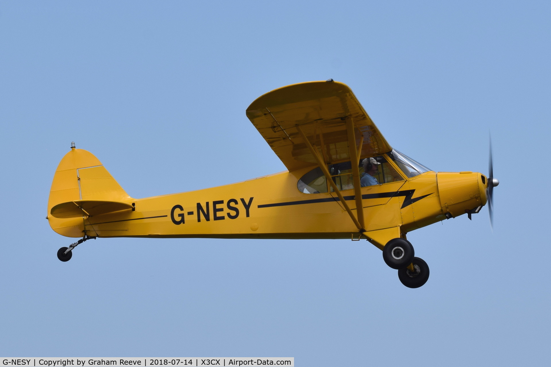 G-NESY, 1960 Piper PA-18 Super Cub C/N 18-7482, Departing from Northrepps.