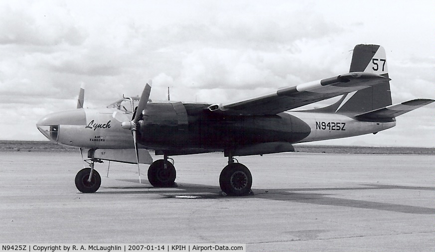 N9425Z, 1944 Douglas B-26C Invader C/N 29000, Lynch Air Tanker A-26 #57.  Fire fighting use.
Late '70s - early '80s.