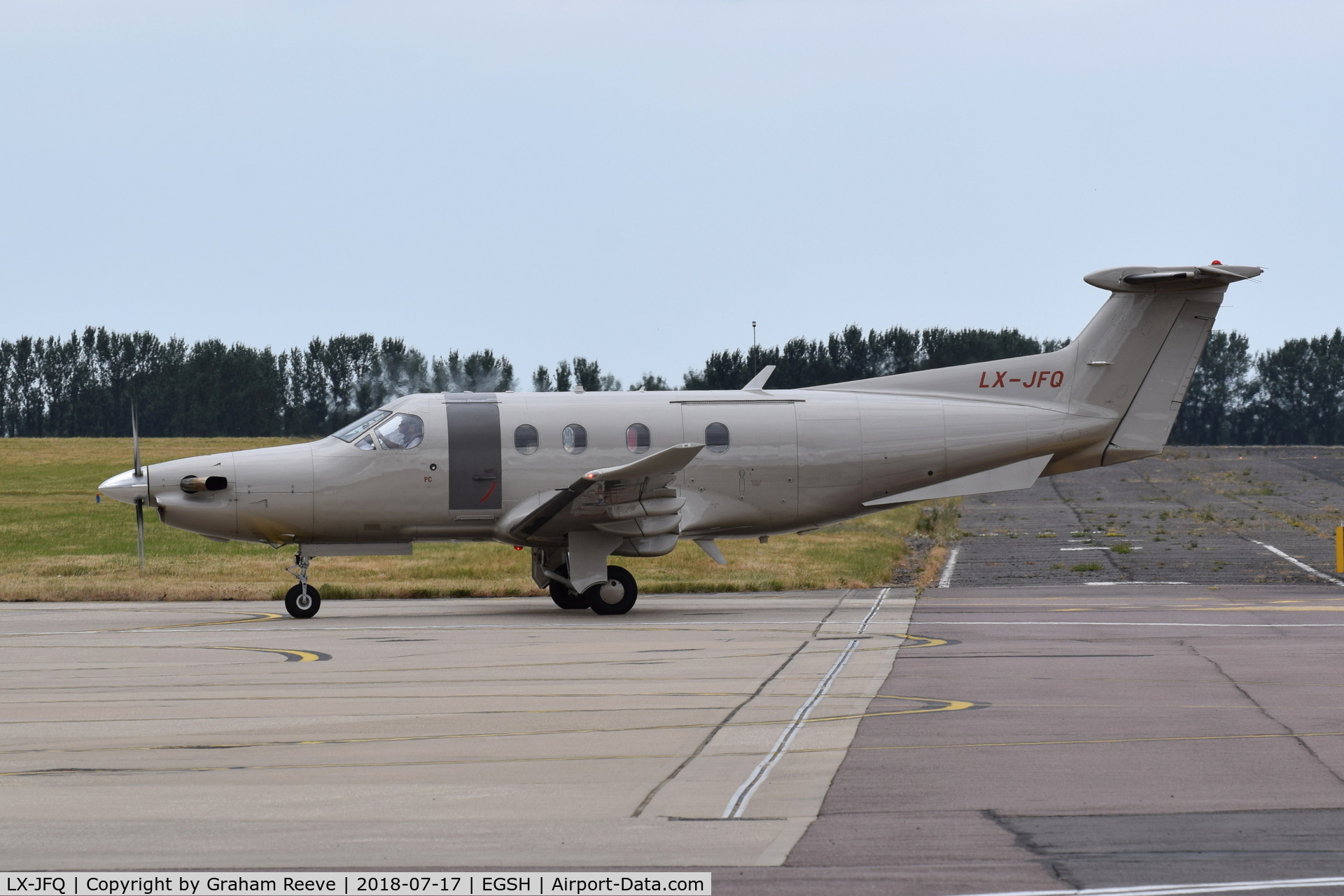 LX-JFQ, 2007 Pilatus PC-12/47 C/N 876, Just landed at Norwich.