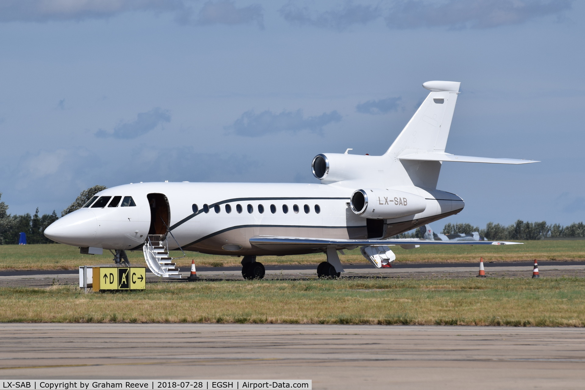 LX-SAB, 2008 Dassault Falcon 900DX C/N 619, Parked at Norwich.