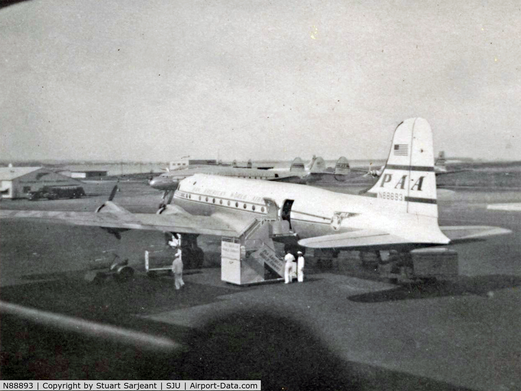 N88893, 1944 Douglas DC-4 Skymaster C/N 10440, I was a passenger on this aircraft from New York to San Juan PR, February 1952. It was 1 1944 Douglas DC-4. Photo taken at PR.