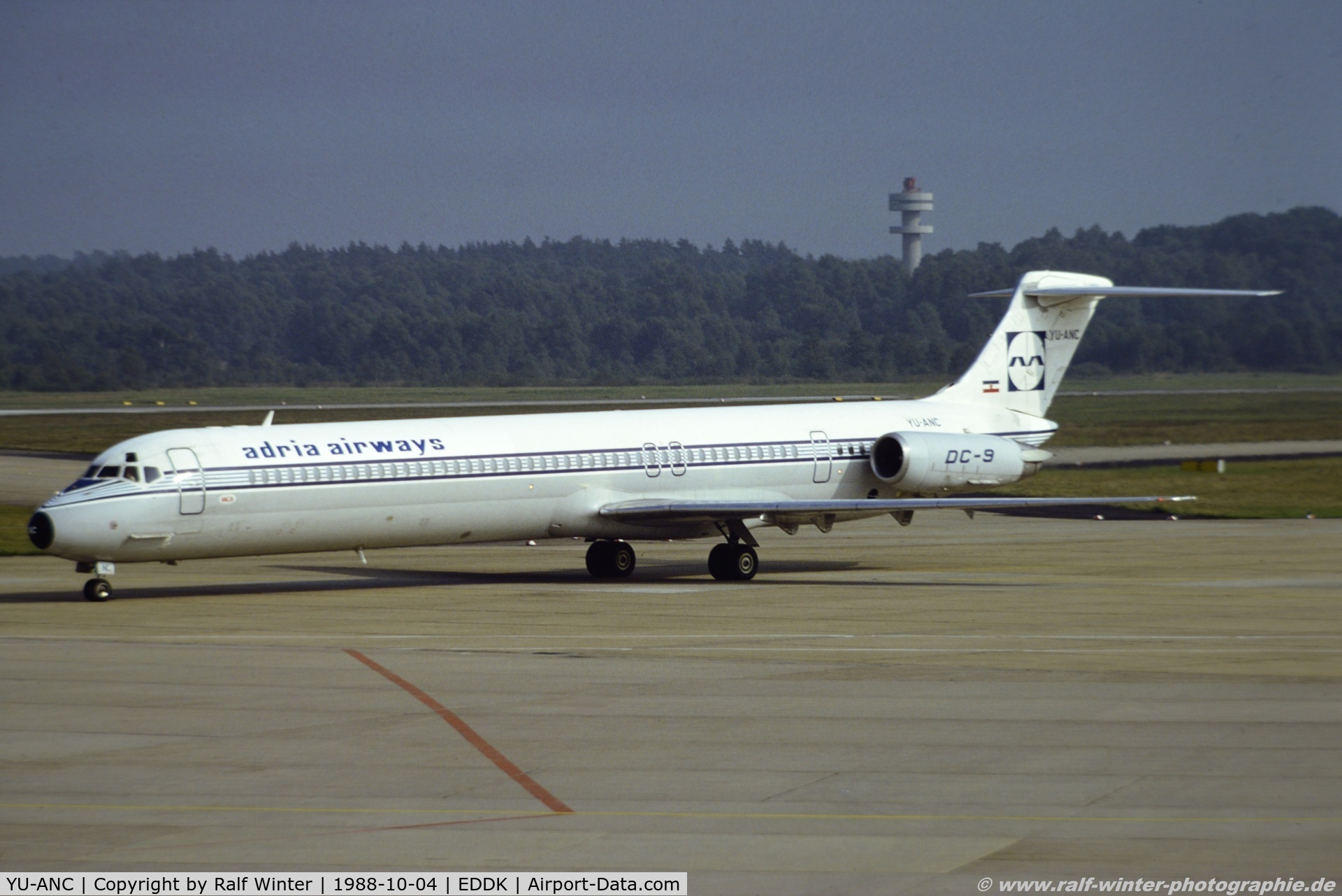 YU-ANC, 1981 McDonnell Douglas MD-82 (DC-9-82) C/N 48087, McDonnell Douglas DC-9-32 (MD-82) - JP Adria Airways - 48087 - YU-ANC - 04.10.1988 - CGN