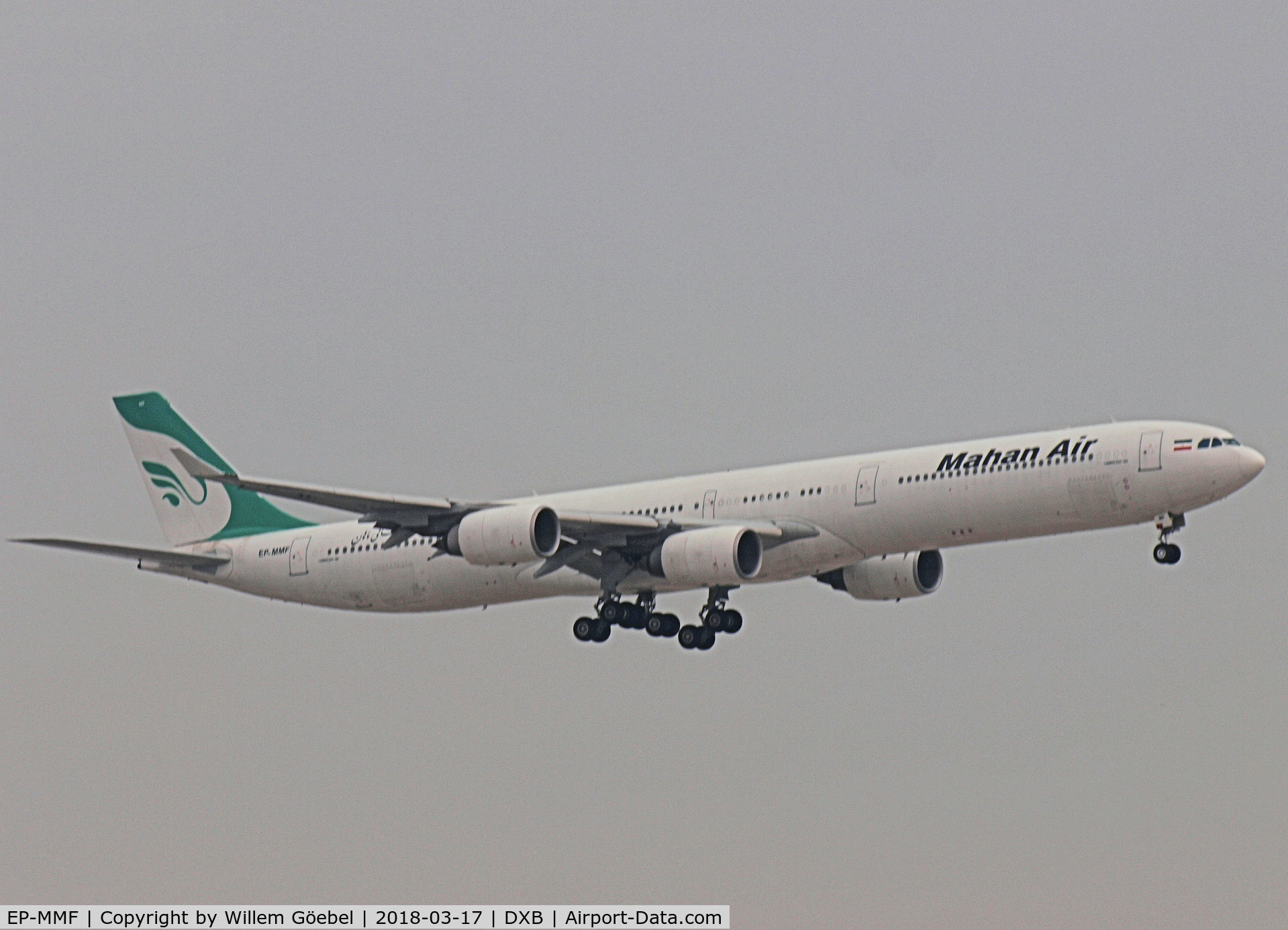 EP-MMF, 2001 Airbus A340-642 C/N 376, Landing on DUBAI INTERNATIONAL Airport