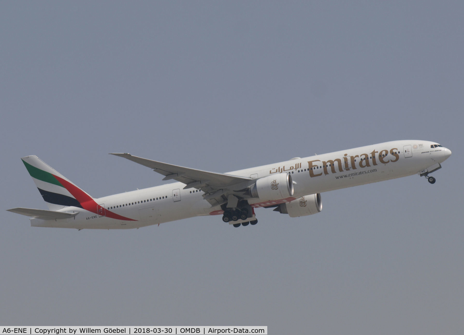 A6-ENE, 2013 Boeing 777-31H/ER C/N 35603, Take off from DUBAI INTERNATIONAL Airport